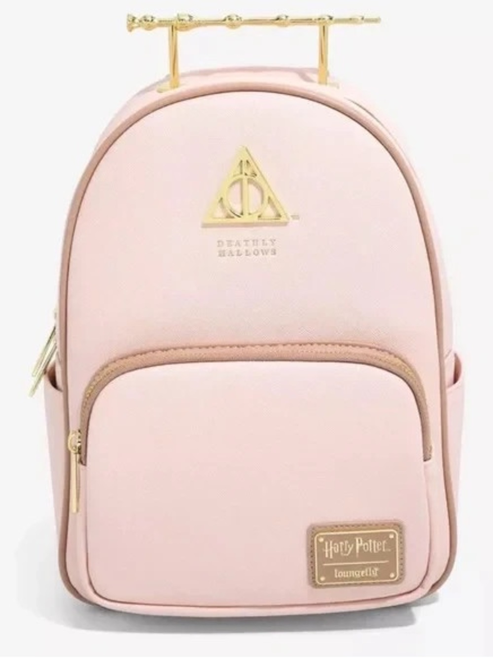 Loungefly Pink Harry Potter Deathly Hallows Mini Backpack blush wand